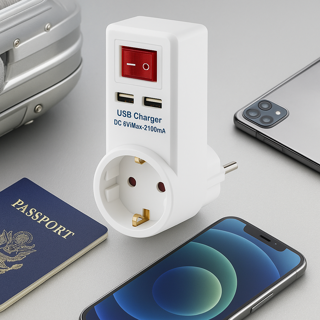 Αντάπτορας – Πολύμπριζο με 2 USB Θύρες